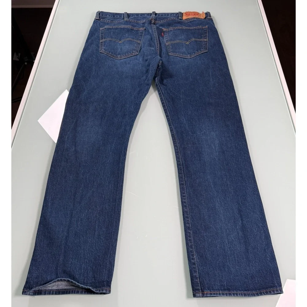 Levis 501 Original Fit Button Fly Jeans Mens 40x34 Dark Wash Straight Leg Preppy